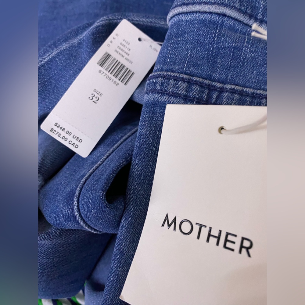 MOTHER The Hustler High-Rise Ankle Fray Jeans 32 blue color NEW NWT - Picture 8 of 8
